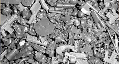 Pile of model parts