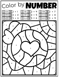 color by number sheet with hearts