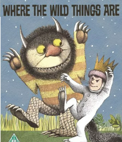 wild thing and max in wolf suit with book title