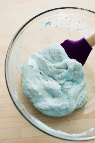 blue slime with glitter