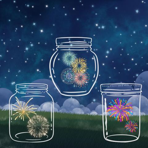 fireworks in jars
