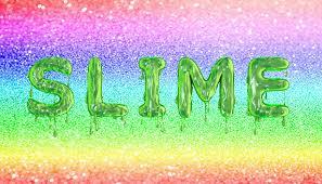 word slime on rainbow background