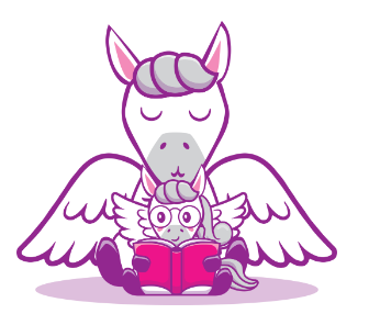 Peggy the pegasus and parent reading a book