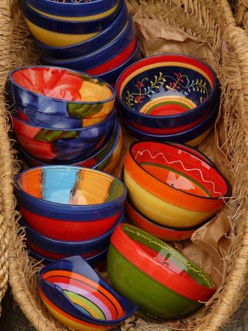 colorful pottery