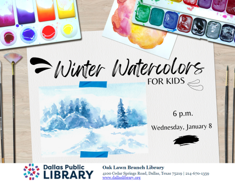 flyer for winter watercolors for kids 