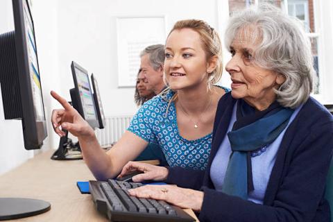 senior on the computer