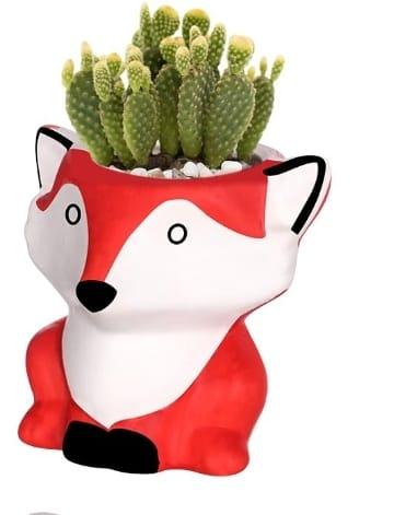 Fox ceramic succulent planter