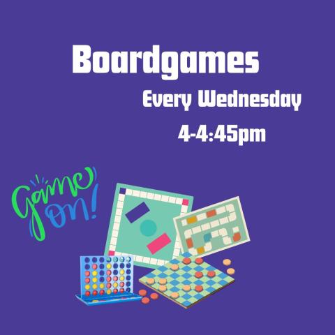 Boardgames Every Wednesday 4-4:45pm