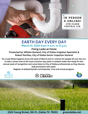 Flyer for Earth Day Every Day: Fixing Leaks at Home