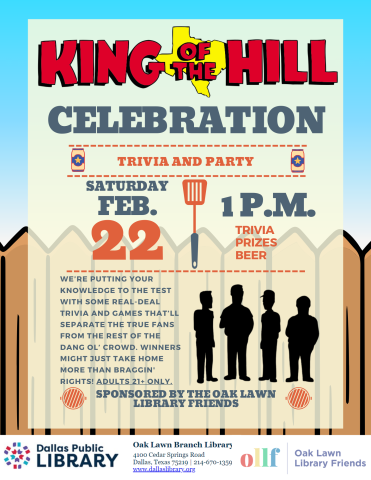 King Of The Hill Trivia and Celebration Flyer