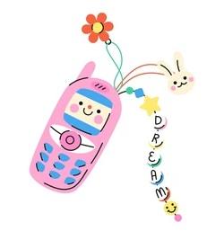 cute phone with phone charm attached