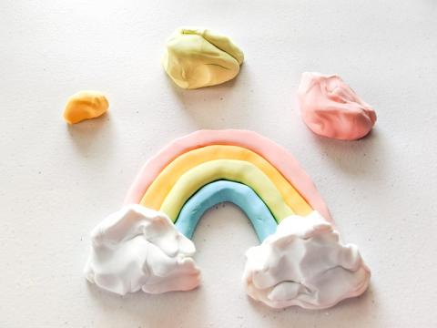 cloud dough rainbow