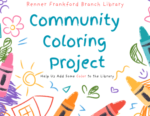 community coloring project logo surrounded by colorful images
