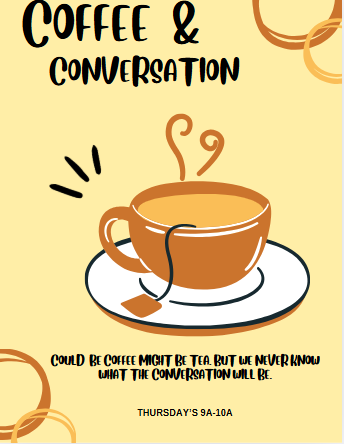 A warm coffee mug invites you to the program.