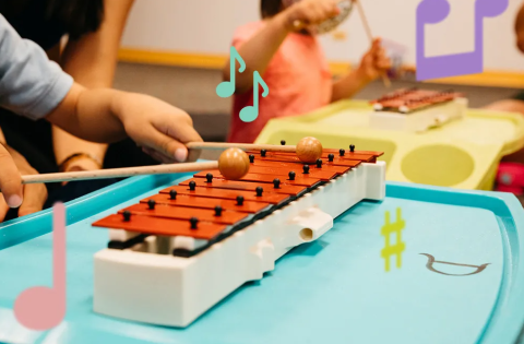 A child playing a musical instrument