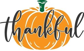 pumpkin with thankful text