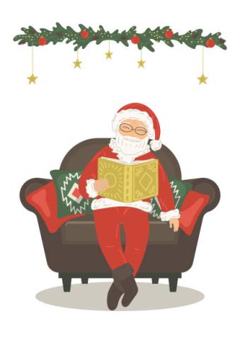 Santa reading a book