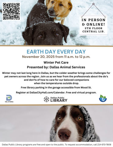 Earth Day Every Day flyer about winter pet care.