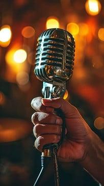 jazz singer holding a microphone