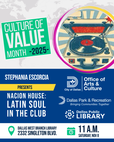 Event flyer depicting a turntable playing a vinyl record alongside event details