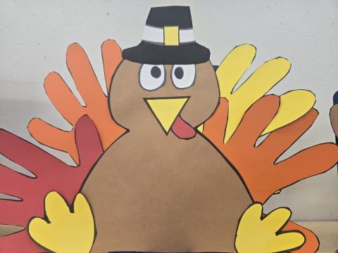 Picture of a colorful paper turkey craft