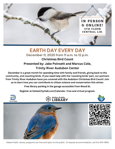 Earth Day Every Day: The Christmas Bird Count. Thursday December 11th. 