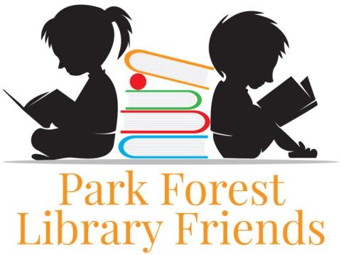 two children reading with logo Park Forest Library Friends