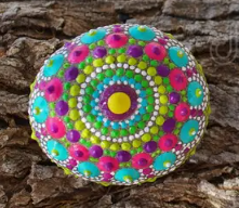 Rock Painted with a Design