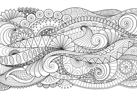 many curvy lines, swirls and shapes