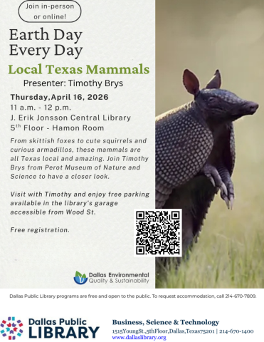 flyer with text and image of armadillo