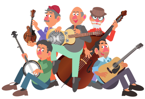 Cartoon Band with various instruments