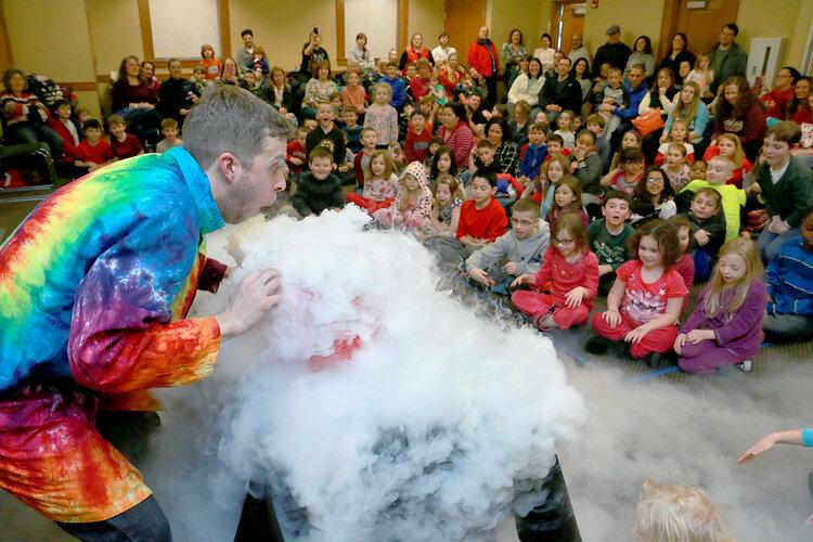 science experiment with a dry ice