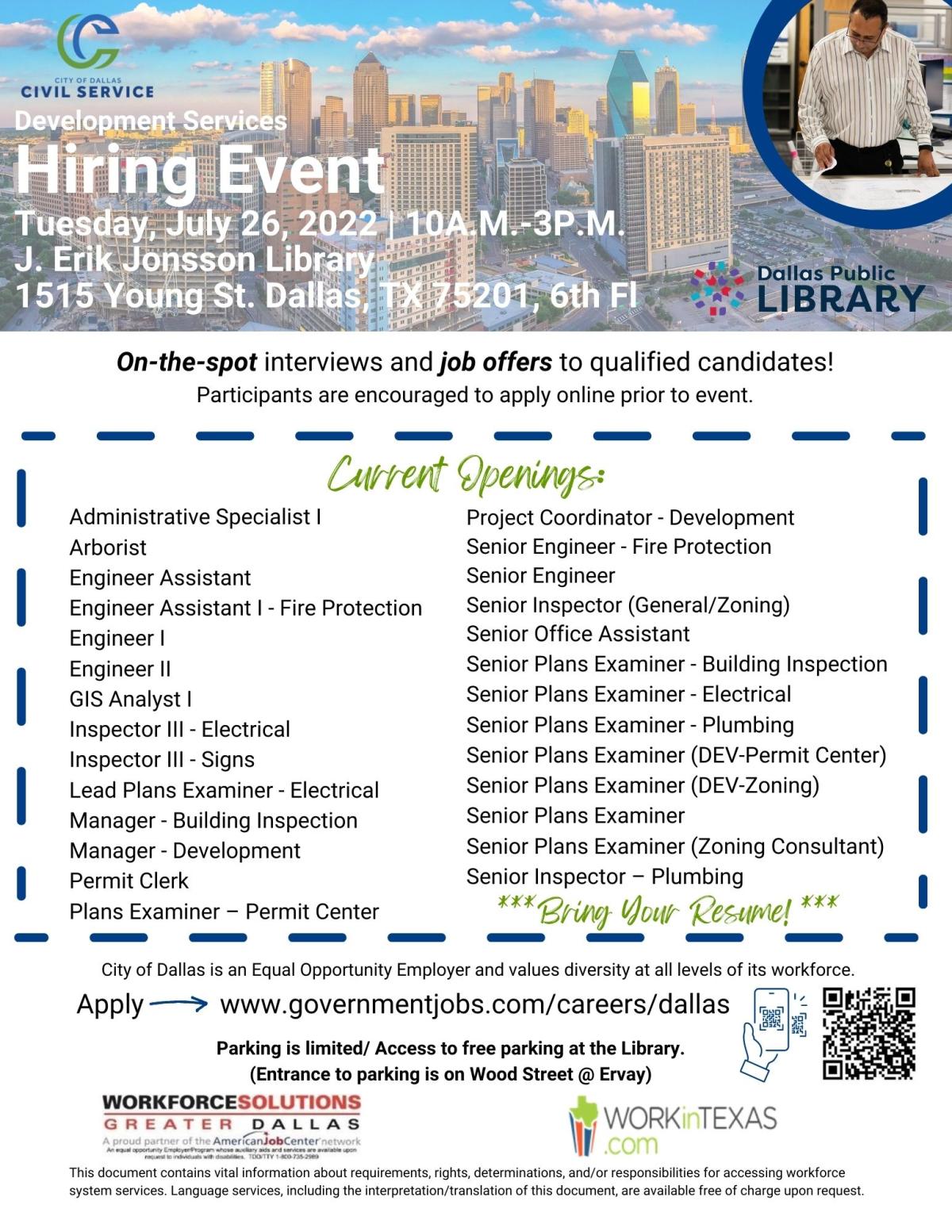 Development Services Hiring Fair