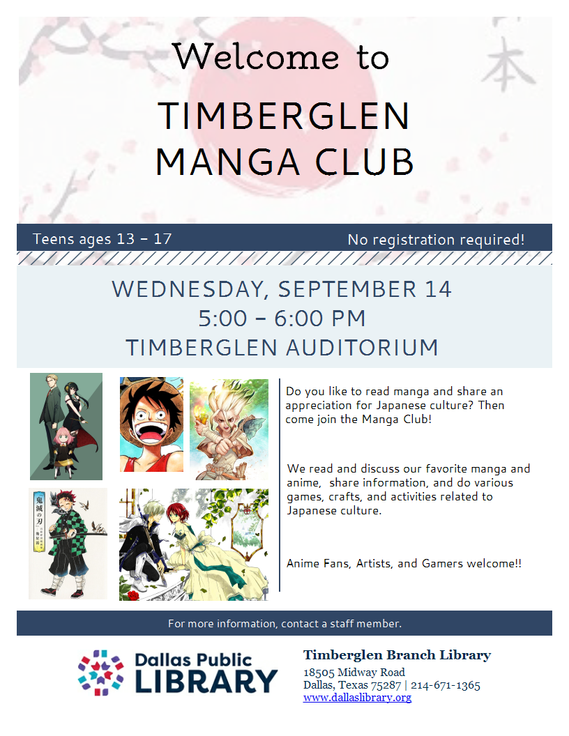 Flyer for Manga Club