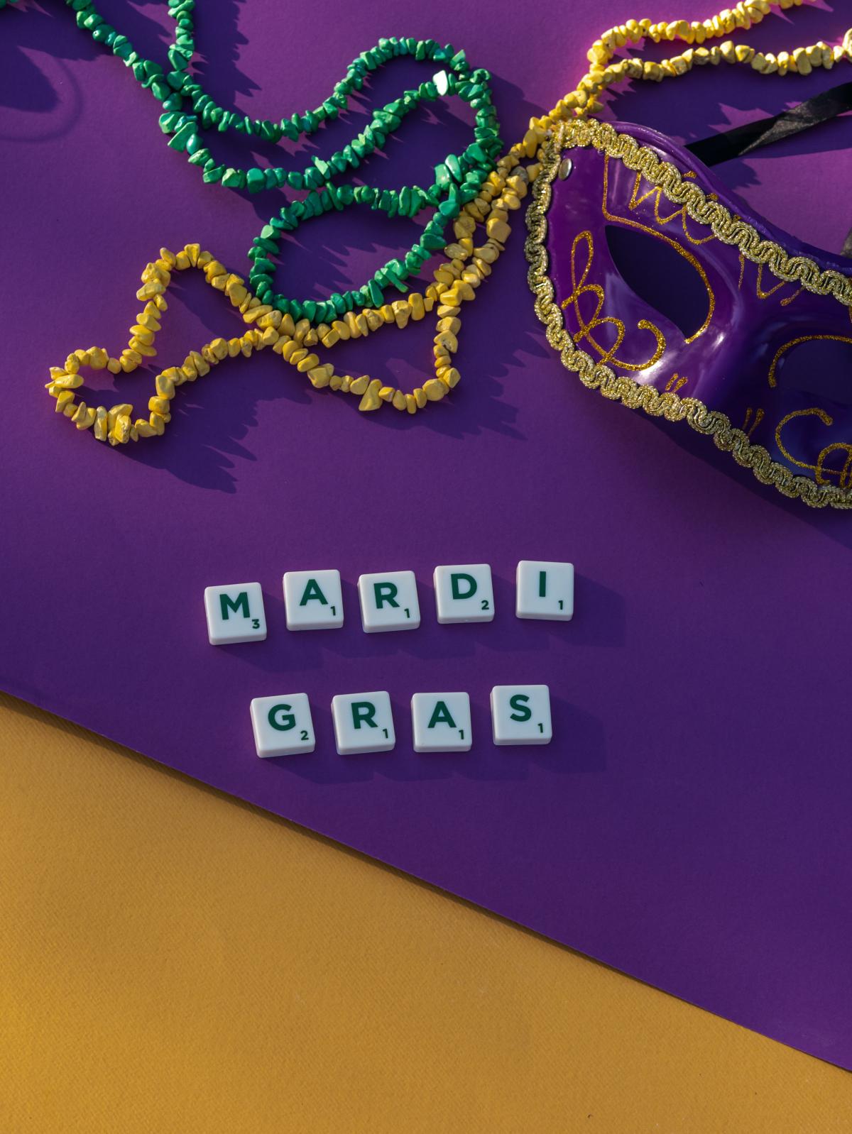 mardi gras beads and masks