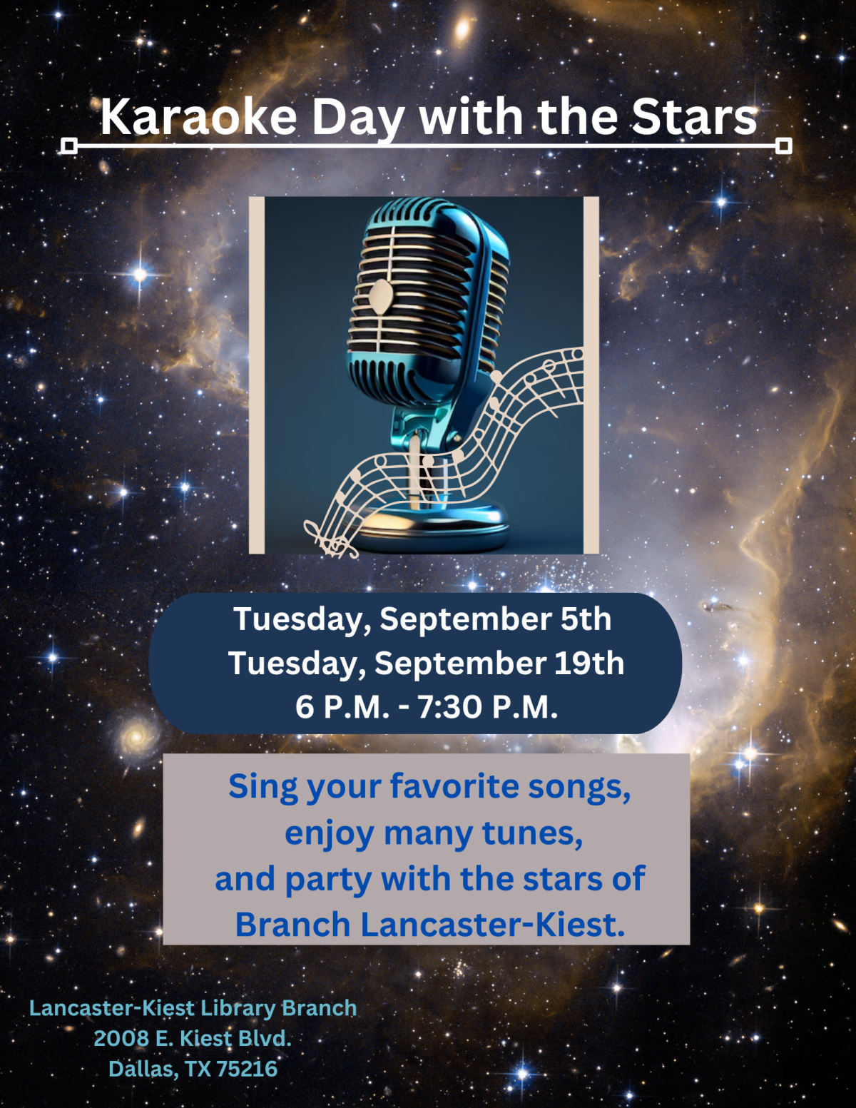 Party and sing along with the stars of Lancaster Kiest Branch Library. 