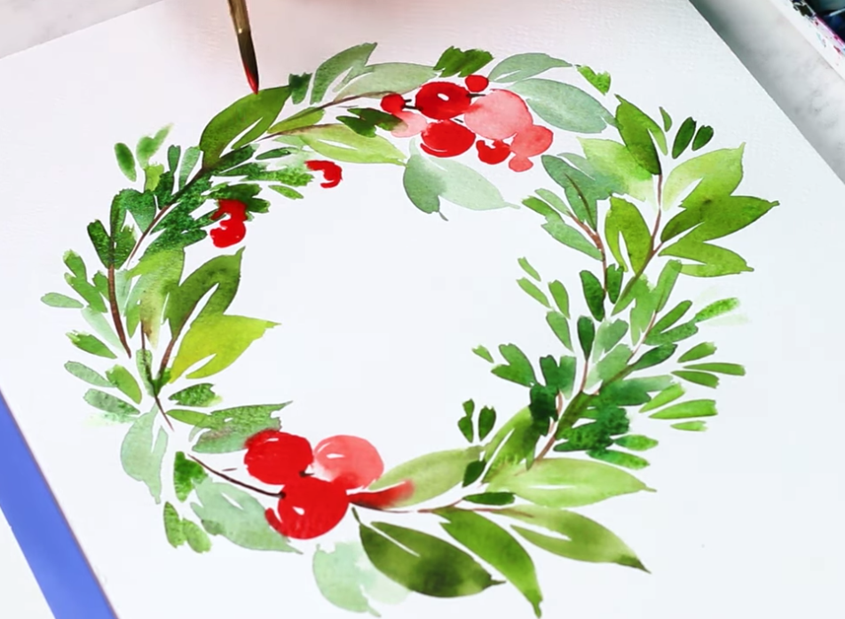 painted holiday wreath