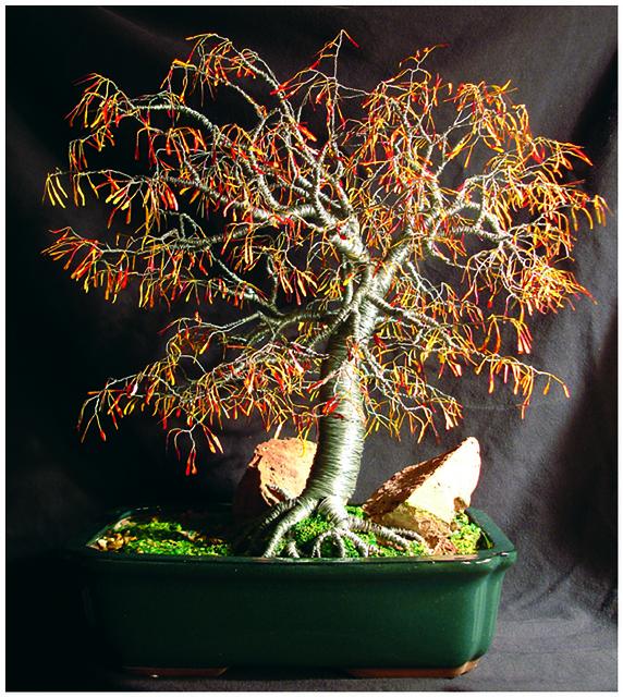 Large Beaded Wire Bonsai Tree