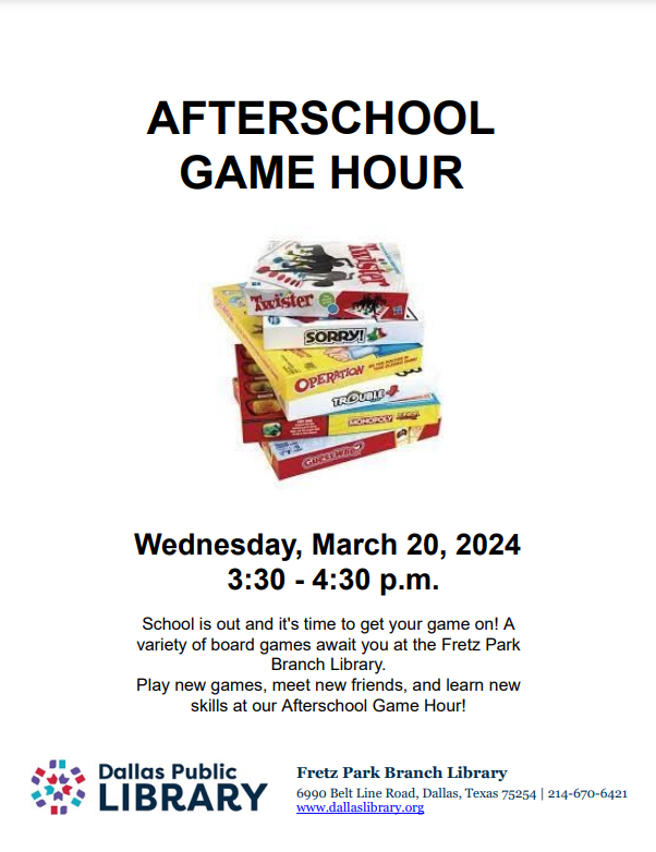 afterschool game hour flier