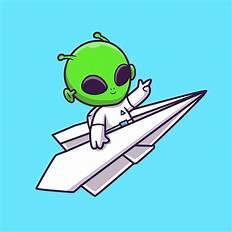 Alien in a Paper Airplane Graphic