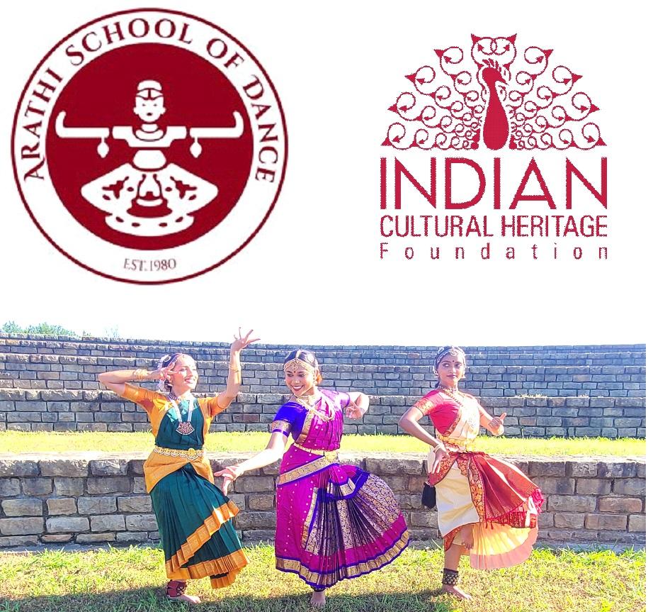 ICHF and ASD logos, 3 dancers in multi-colored saris dance below