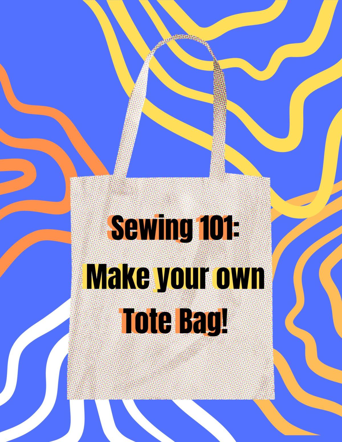 Tote bag over swirly lines