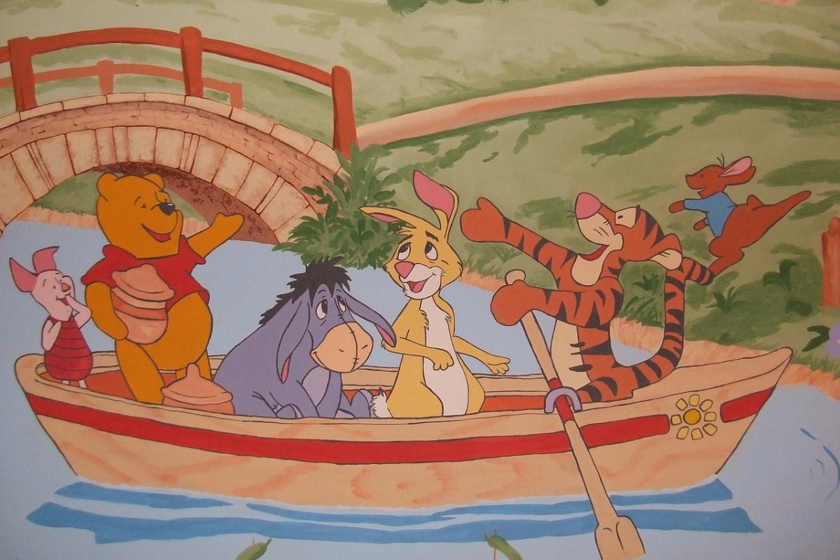 winnie the pooh and friends in a boat