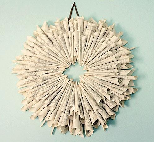 Spring Wreath Example made from old book pages