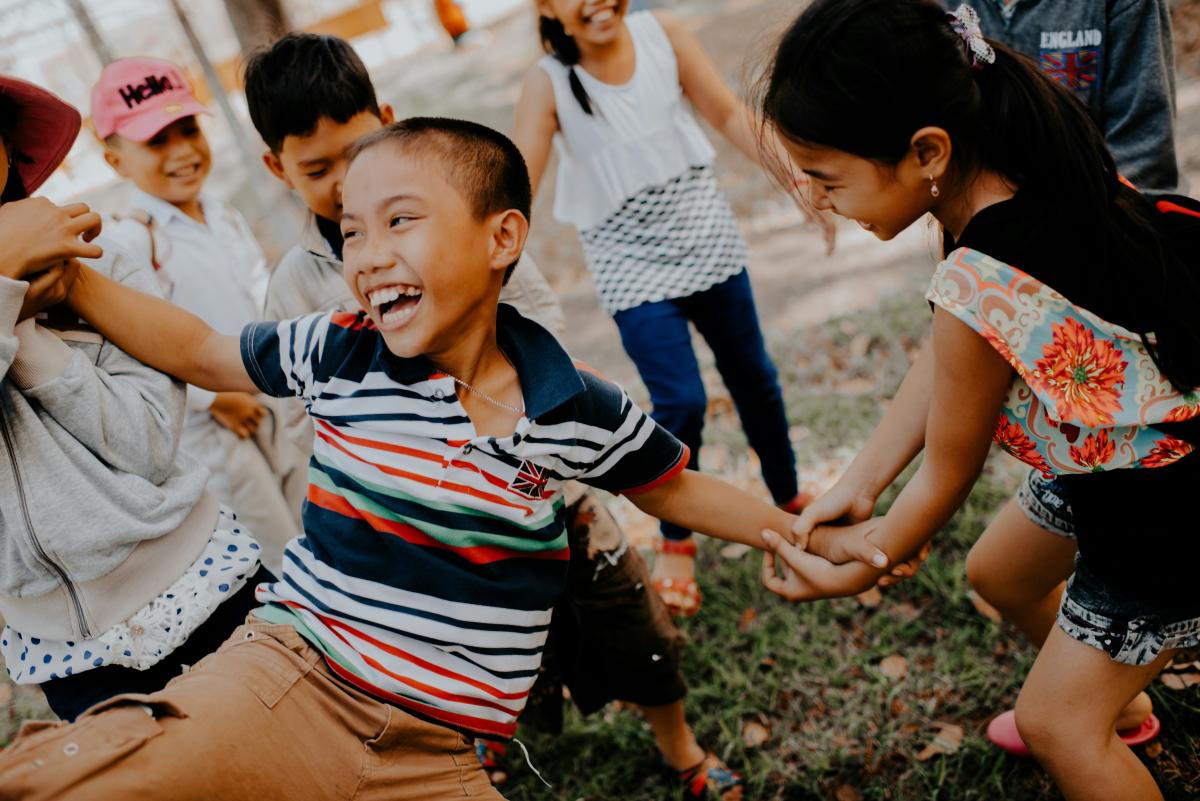children playing and laughing