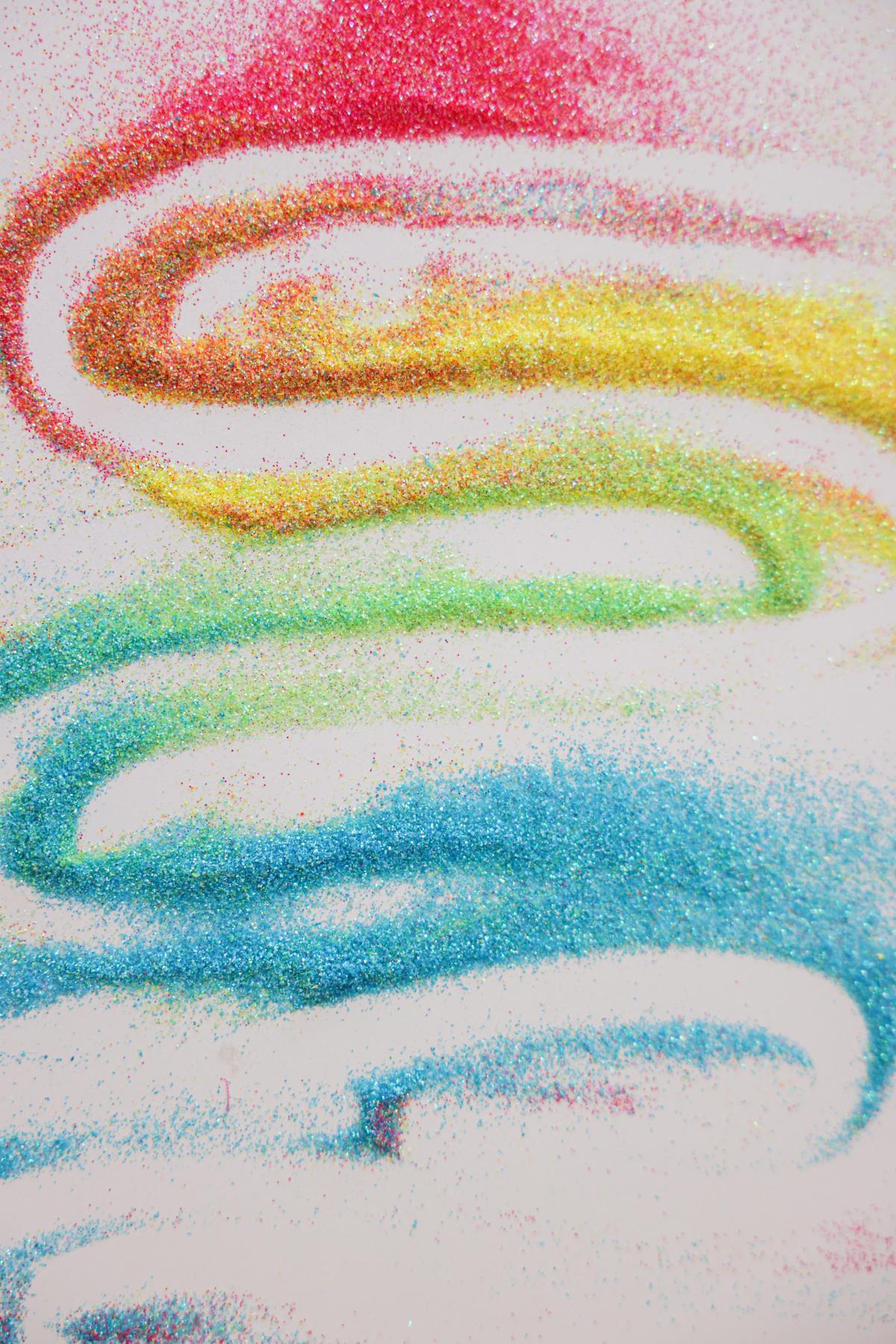 colorful sand in a swirl pattern