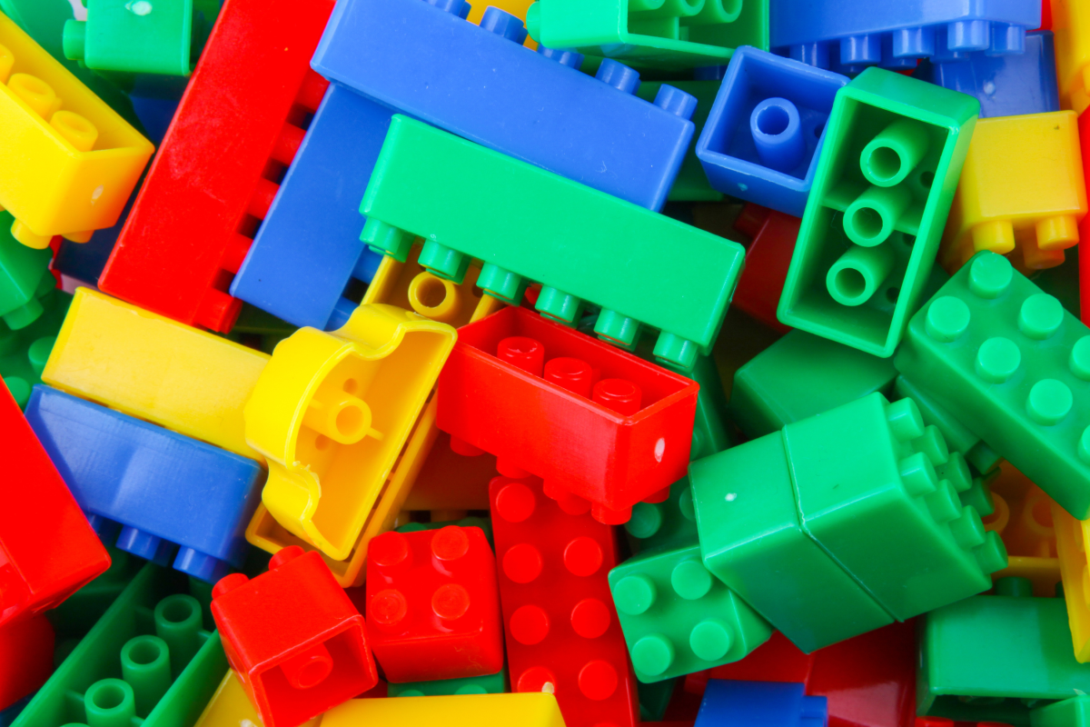 a collage of building blocks