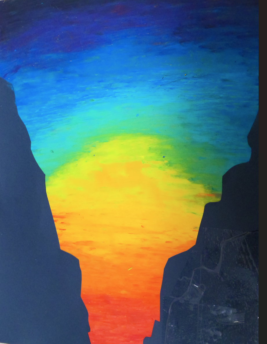 Sunset in a canyon artwork