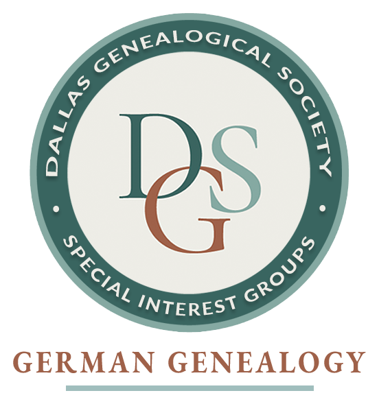 DGS circular logo with the words German Genealogy listed underneath