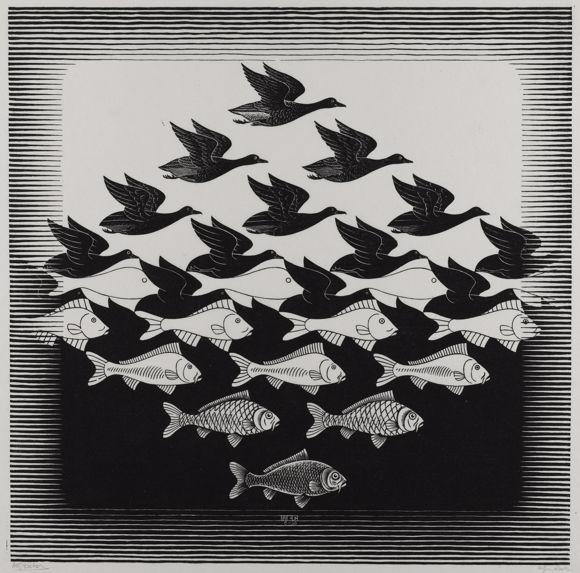 Sky and Water I by MC Escher